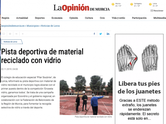 Pista deportiva de material reciclado con vidrio
